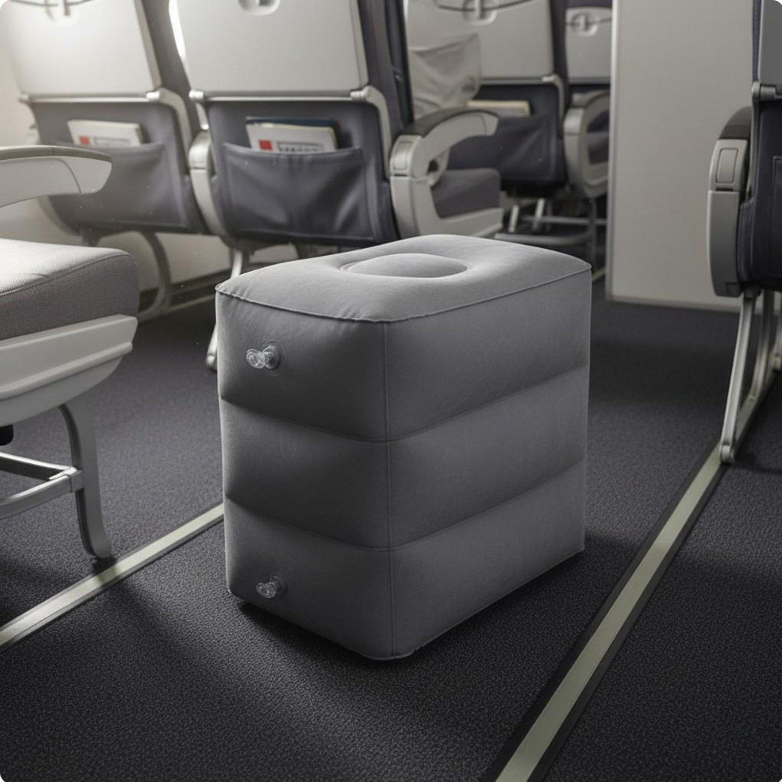 Nadmuchiwana Poduszka Podnóżek Lekka Regulowana Wysokość Podpórka pod Nogi Ergonomiczna Przenośna Podróżna Dark Gray Regular 3-layer Adj gray