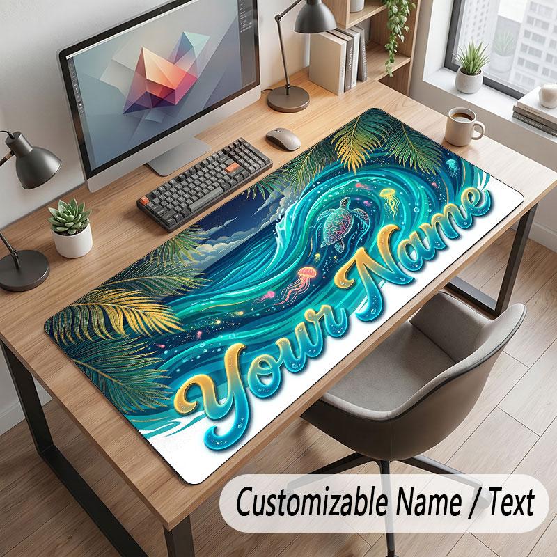Octopus Sea Life Theme Customized Mouse Pad Personalized Print Name Text Desk Mat For Home Office Table Decor