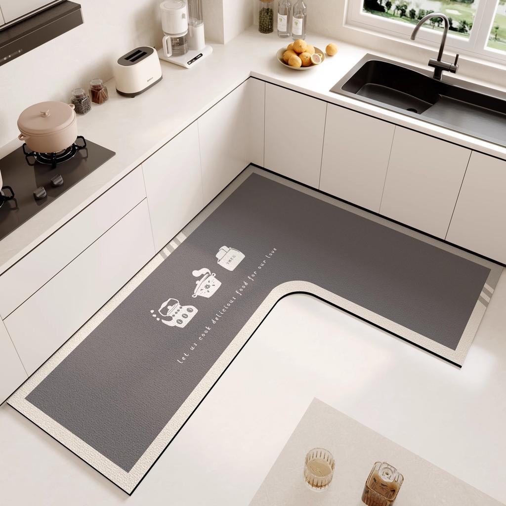 L-shaped Diatom Mud Easy To Clean Foot Pad High-quality Dirt-resistant Anti-slip Pad Household Water-absorbent Oil-absorbent Floor Mat