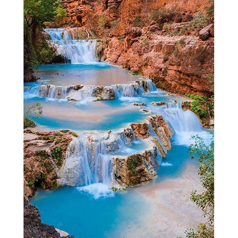 Diamantbroderi Foss Landskap Bilde av Rhinestone 5D diamantmaleri Mosaikk Håndarbeid Håndlaget gave