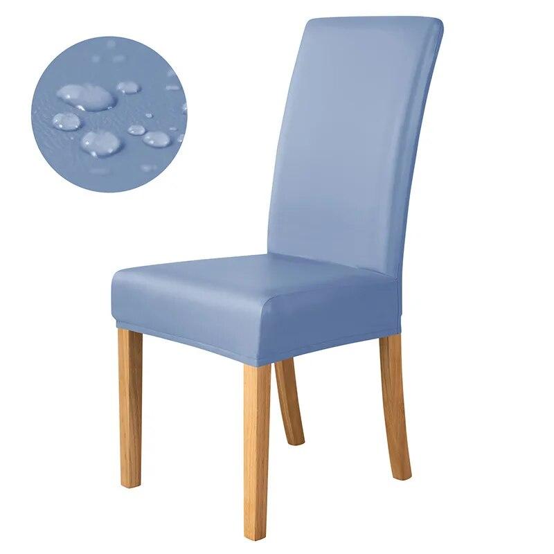 100% Waterproof PU Chair Cover Anti-dirty Leather Fabric Elastic Chair Covers Anti-Scratch Stretch Seat Case for Dining Room 1PC