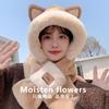 Bear cycling artifact new plush hat scarf integrated women's autumn and winter warm cute mask scarf