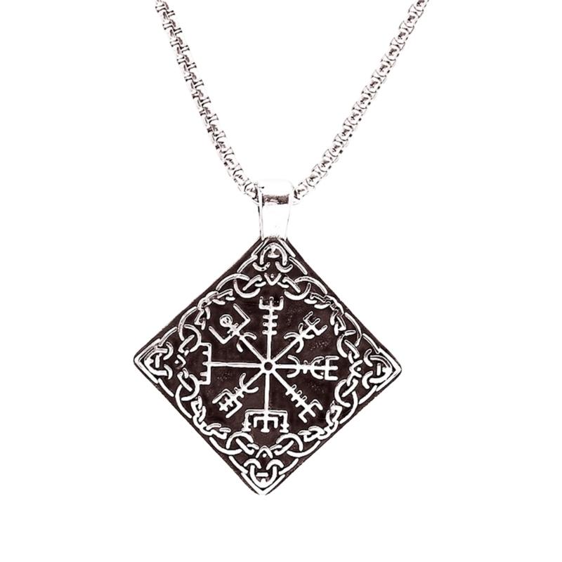 Nordic Charm Compass Pendant Necklace Lightweight Stainless Steel Chain With Ancient Symbolic Meaning For Daily Wear