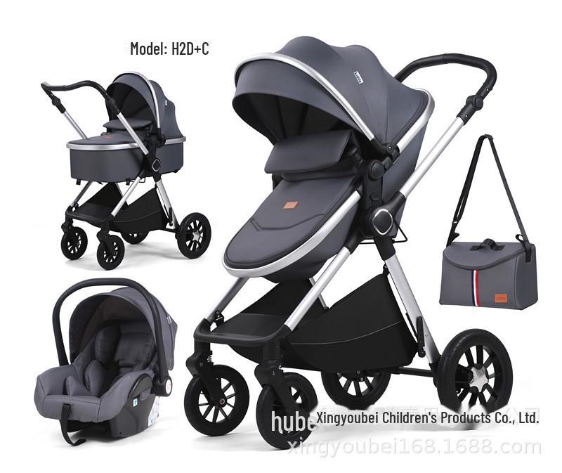 

Детская коляска High-View 3 в 1: Складная, откидывающаяся, двухсторонняя конструкция из алюминиевого сплава с безопасным автокреслом