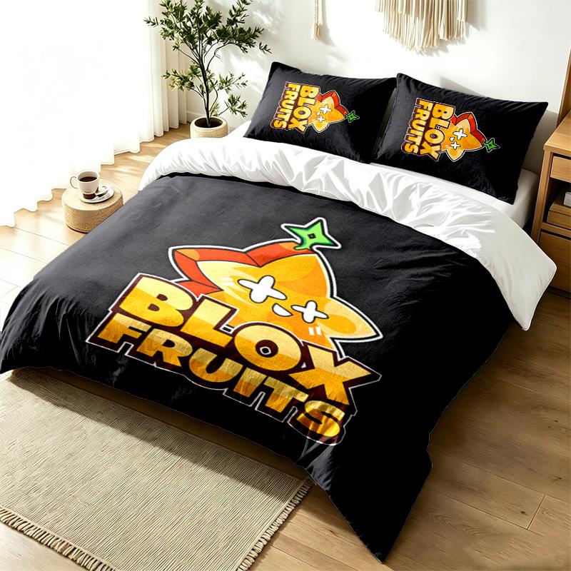 Blox Fruits 3pc Duvet Cover Set Simple Modern Bedding Set Wrinkle Resistant Soft Fabric All Season Use a perfect gift