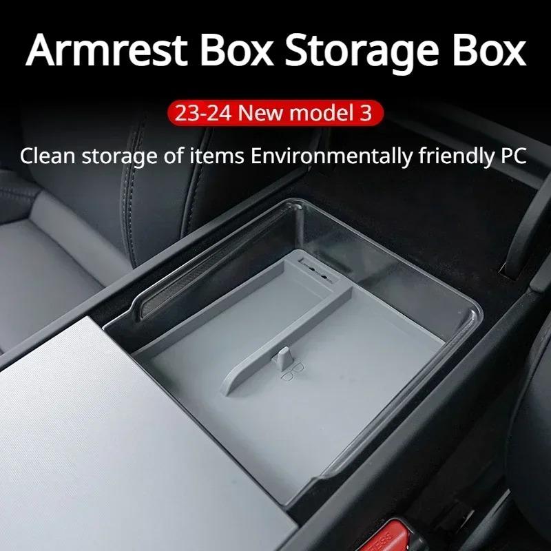 For Tesla Model 3 Highland Center Console Eyeglasses Storage Case Armrest Organizer Transparent Case Car Interior Accessories