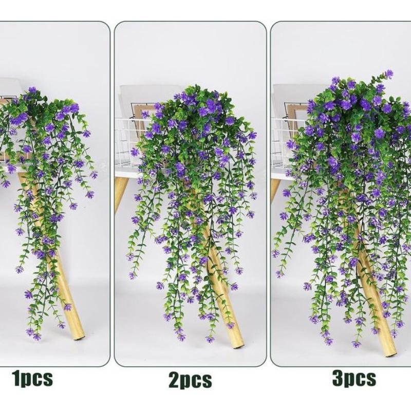 2Pcs Wall Home Garden Wedding Decoration Outdoor Artificial Plant Hanging Flowers With Eucalyptus Leaves Greenery Vine