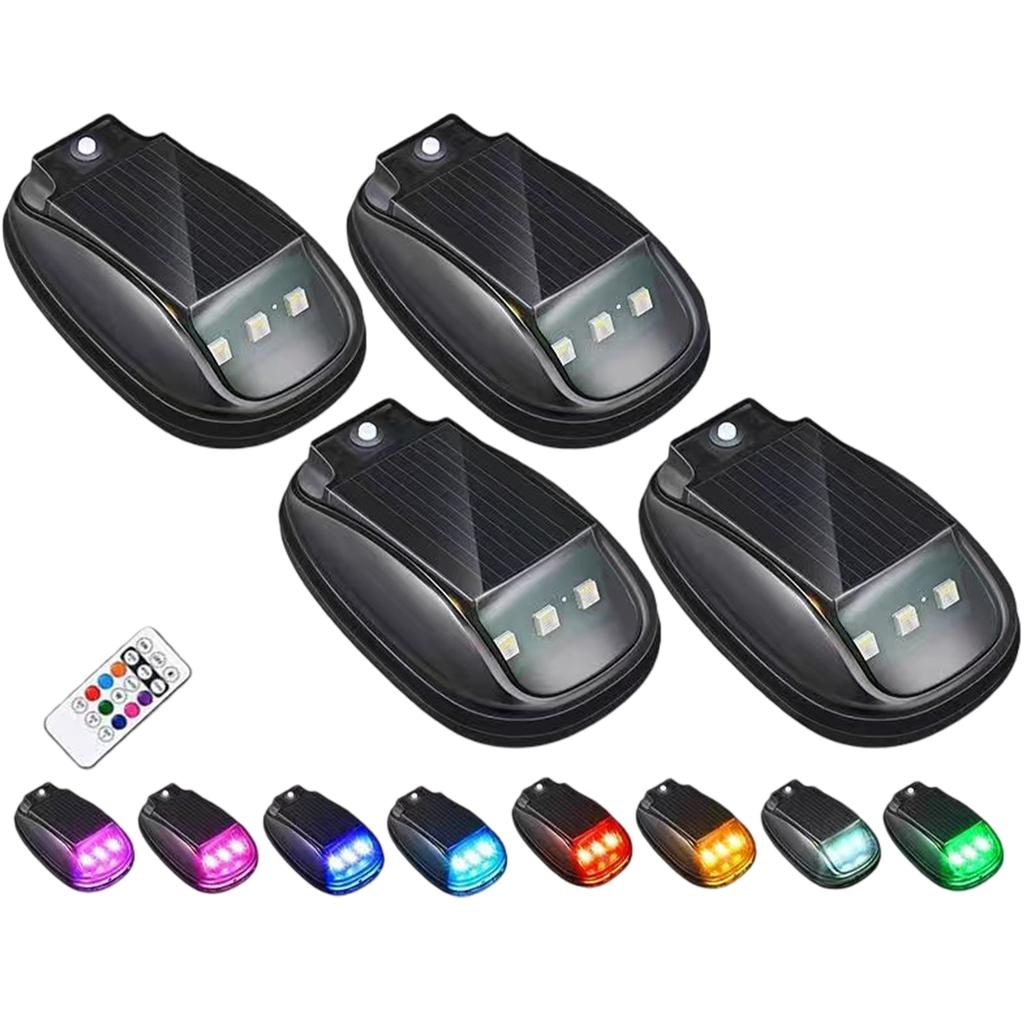 Solar-Autodach-RGB-Stroboskoplicht mit Fernbedienung, Solarbetrieben, Kabinenleuchten, Kein Bohren für LKW, Motorrad, Fahrzeug, Nachtfahrten
