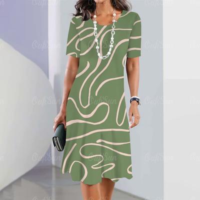 New Women's Dresses Striped Printed Elegant Casual Short Sleeve Dresses Fashion Oversized Women's Dresses Y2k