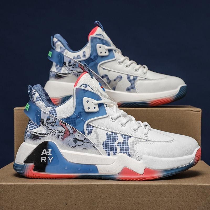Paar Basketballschuhe Herren High Top Sport Verschleißfest Luftpolsterung Schuhe Sportschuhe Bequeme Atmungsaktive Sneaker