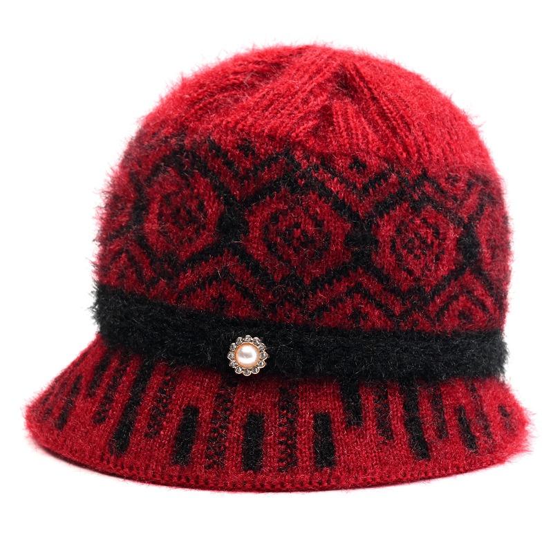 Hat Winter Lady Fleece Warm Knitted Wool Hat Old Hat Fleece Ear Protector