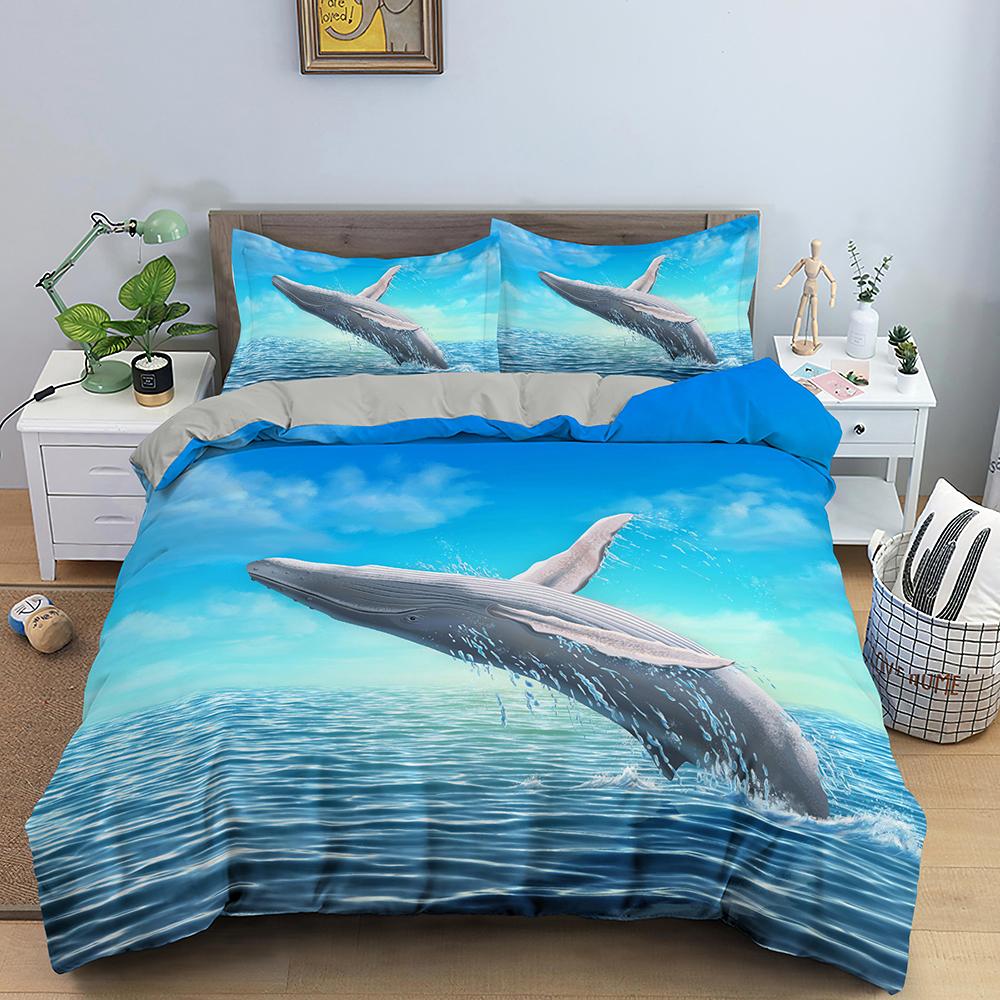 Dolphin Duvet Cover Set 2/3Pcs Marine Life Pillow Case Bedding Sets King Twin Full Queen Size Polyester Quilt Cover For Teens