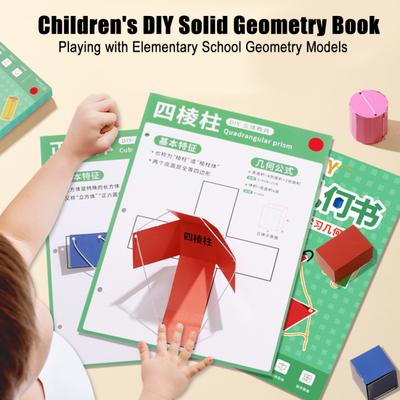 1/2 ks Kniha pro učení 3D geometrie s tahací šňůrkou a 12 tělesy, DIY 3D modelová sada geometrie s pletenou šňůrkou, Vzorce pro objem a povrch, Učební hračka