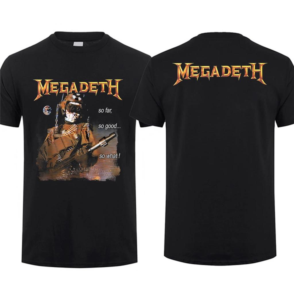 Streetwear T Shirt MEGADETH Rock Print Cotton Tee Short Sleeve Men's T Shirt Hip Hop Vintage Rock Fans Clothing Tops