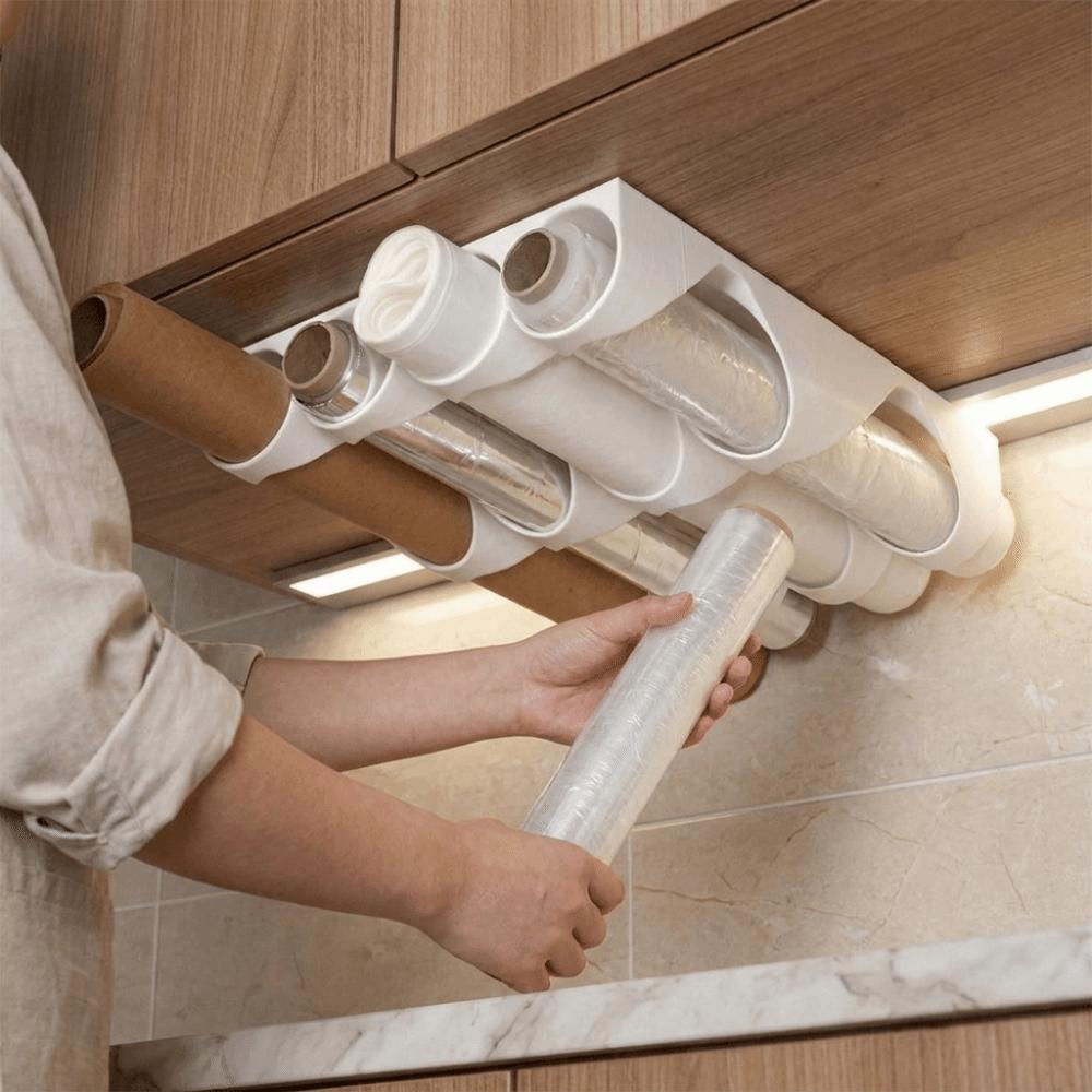 Plastic Cling Film Holder Wall Mounted Kitchen Wrap Organizer Aluminum Foil Organizer Kitchen