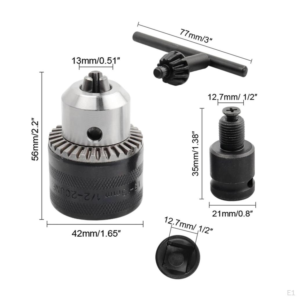 3 Pieces Drill Chuck with Adapter Threaded Key Manual for Machinists, Craftspeople,