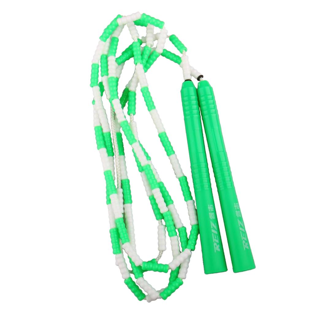 

Adjustable Jump Rope Beaded Skipping for Exercise Fitness Green + White
