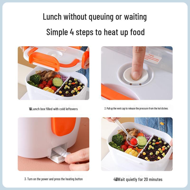 Portable Electric Heated Lunch Box for Home and Car Use with Plastic Inner Liner