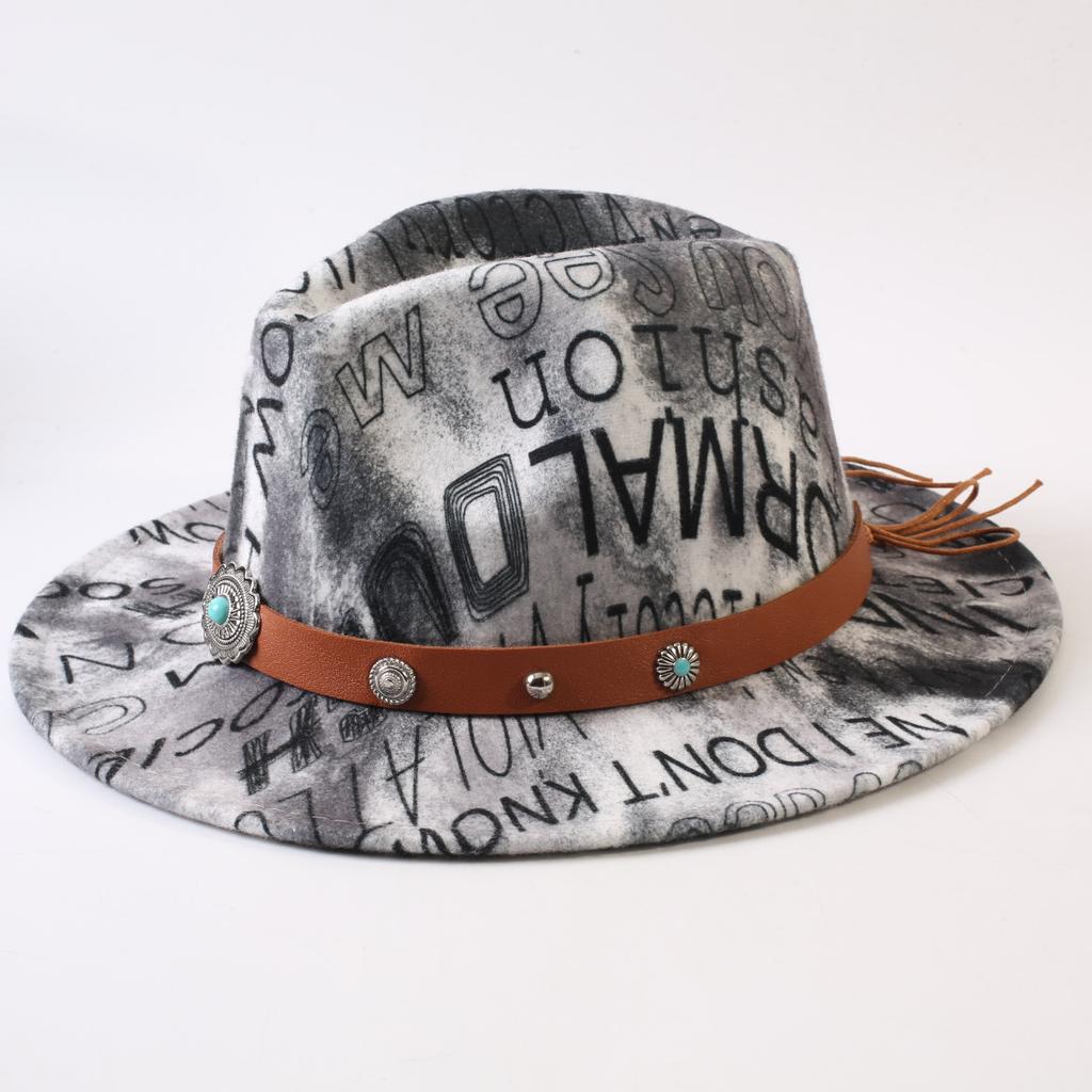 New European and American style letter printing fashion top hat men's and women's fashion jazz hat sunscreen sun hat