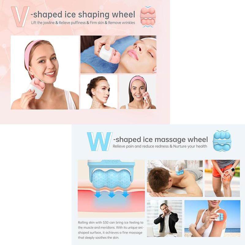 Ice Roller Facial Massager 2 Shape Heads Shrink Pores Reusable Freezable Ice Massager Lifting Tools Cold Therapy Face Skin Care