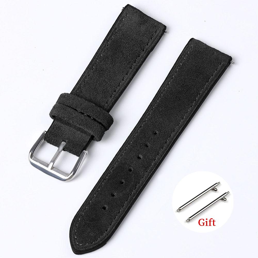 Vintage Suede Leather Watchband 18mm 19mm 20mm 22mm Watch Strap for Seiko Handmade Stitching Bracelet for Huawei Watch GT2/3/4