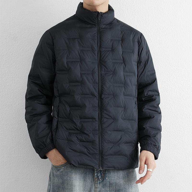 

2025Повседневная мужская хлопковая куртка с капюшоном, приталенного силуэта, зимняя, модная стеганая одежда 3XL синий