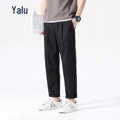 Yalu Men's Cooling Ice Silk Bamboo Fiber Straight-Leg Casual Pants