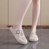 Fashion Round Head Flat Sandals Summer New Bao Head Deep Mouth Mesh Cloth Breathable Metal Buckle Soft Sole Non-slip Slippers