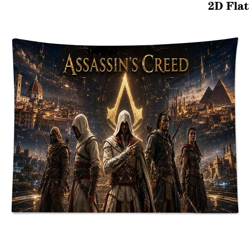 Assassin Creed Wall Tapestry Aesthetic Wall Hanging Printed Fabric Blanket Decorative Tapestries for Bedroom Living Room Home Decor