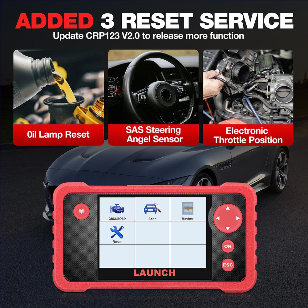 LAUNCH X431 CRP123 V2.0 OBD2 Scanner ABS SRS Airbag Engine AT Automotive Diagnostic Tools Full OBDII DIY Code Reader Free Update