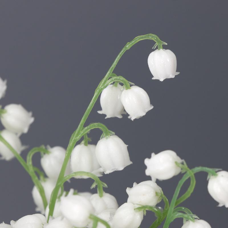 35Cm 5-Fork Imitation Bell Orchid Single White Small Lily Of The Valley Plastic Flower Imitation Flower Diy Home Decoration