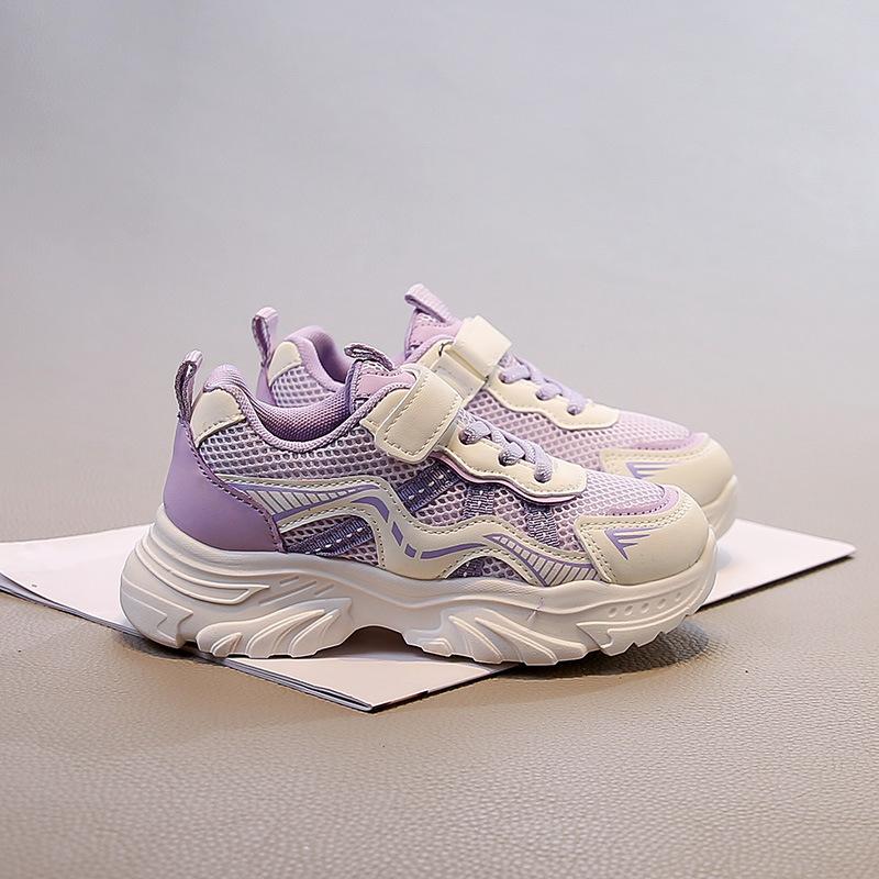 Girls Fashion Sneakers 2025 Spring and Autumn New Children's Soft-soled Non-slip Dad Shoes Mesh Breathable Casual Shoes