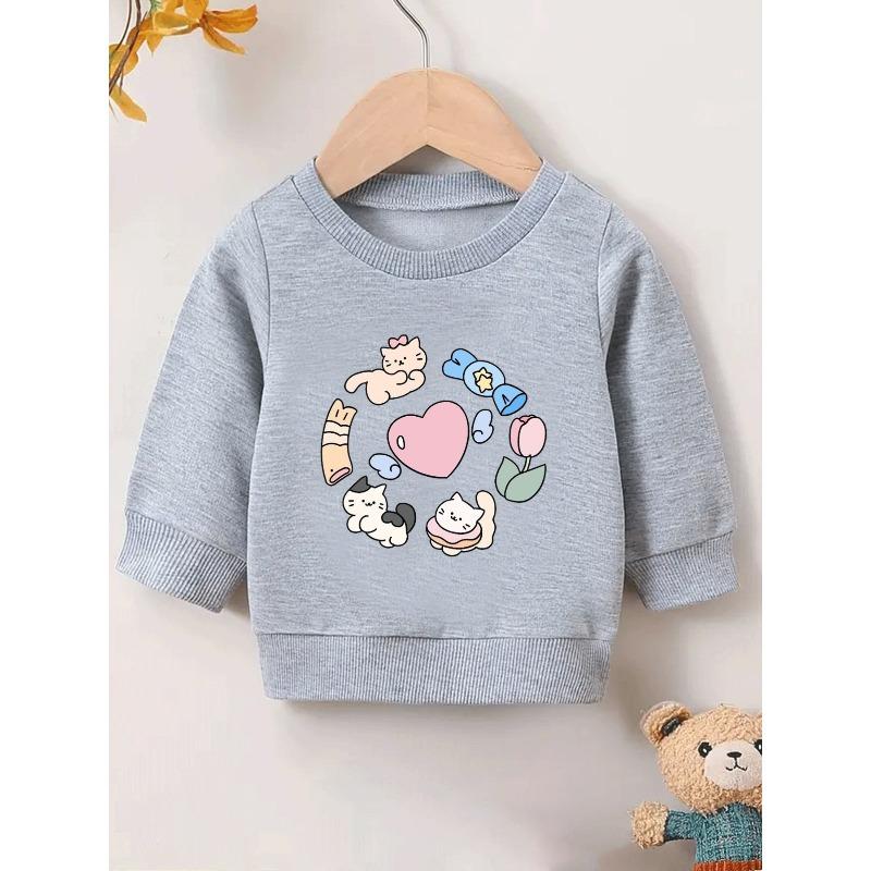 European Sizes Cute and Fun Printed Pattern, Thin and Versatile Comfortable Round Neck Hoodie for 0-3 Year Old Kids , Suitable for Outdoor Wear