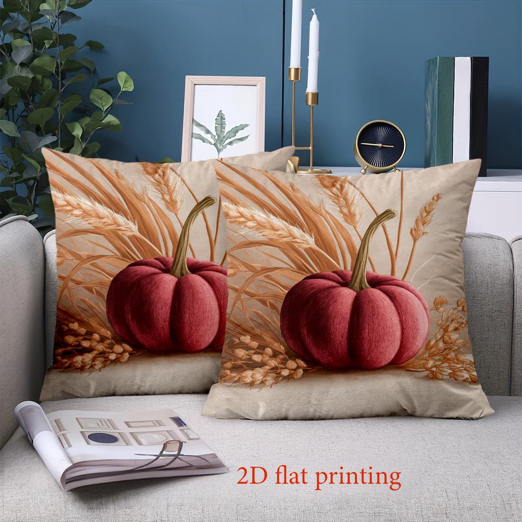 1 Pieces Autumn Pumpkin and Wheat Pattern Throw Pillow Polyester pillowcase, sofa decorative cushion cov Headboard Pillow