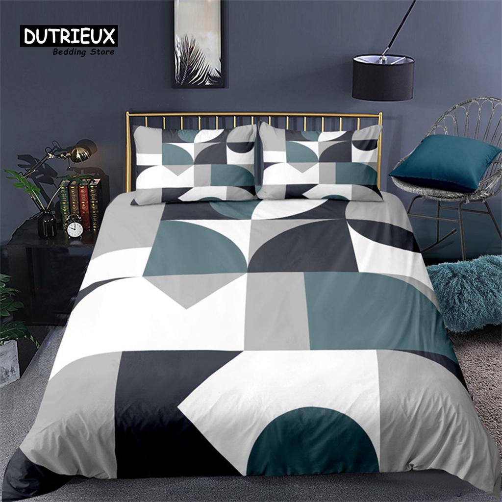 Soft Geometric Bedding Set King Queen Size Microfiber Honeycomb Pattern 3D Print Duvet Cover With Pillowcases Bedroom Decorative