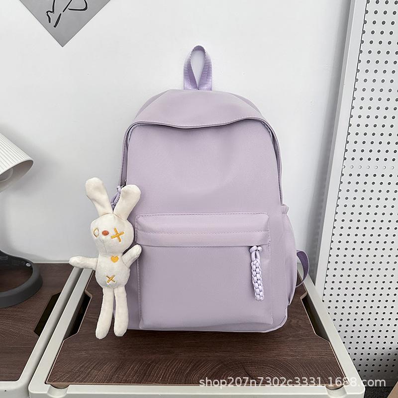 Schoolbag Fashion Large Capacity School Bag Girls Junior High School Travel Backpack Japanese Solid Color College Student Lightweight Versatile