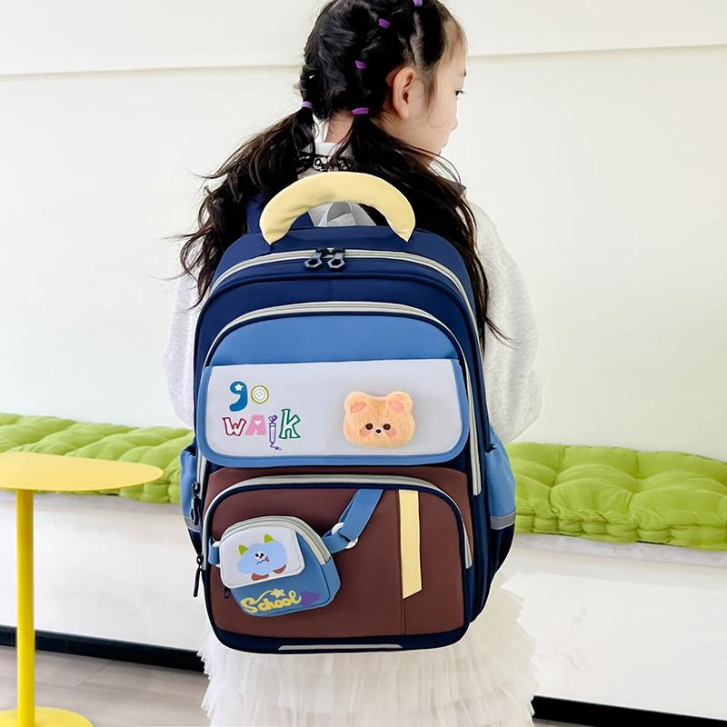 Schoolbag for Primary School Students Grade One and Two Cartoon Color-Matching Backpack for Boys and Girls Children Backpack