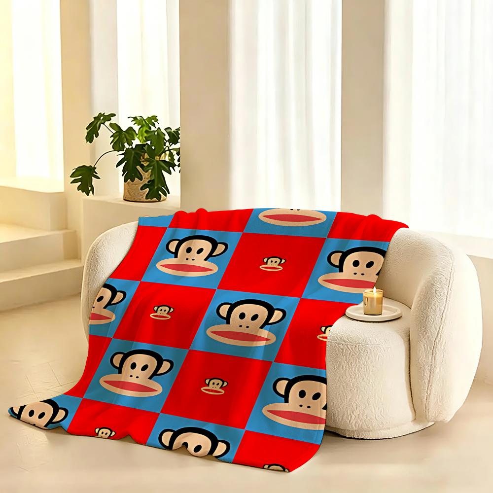 Julius the Monkey Character Throw 240g flannel blanket, suitable for sofas, beds, offices, exquisite gift blankets