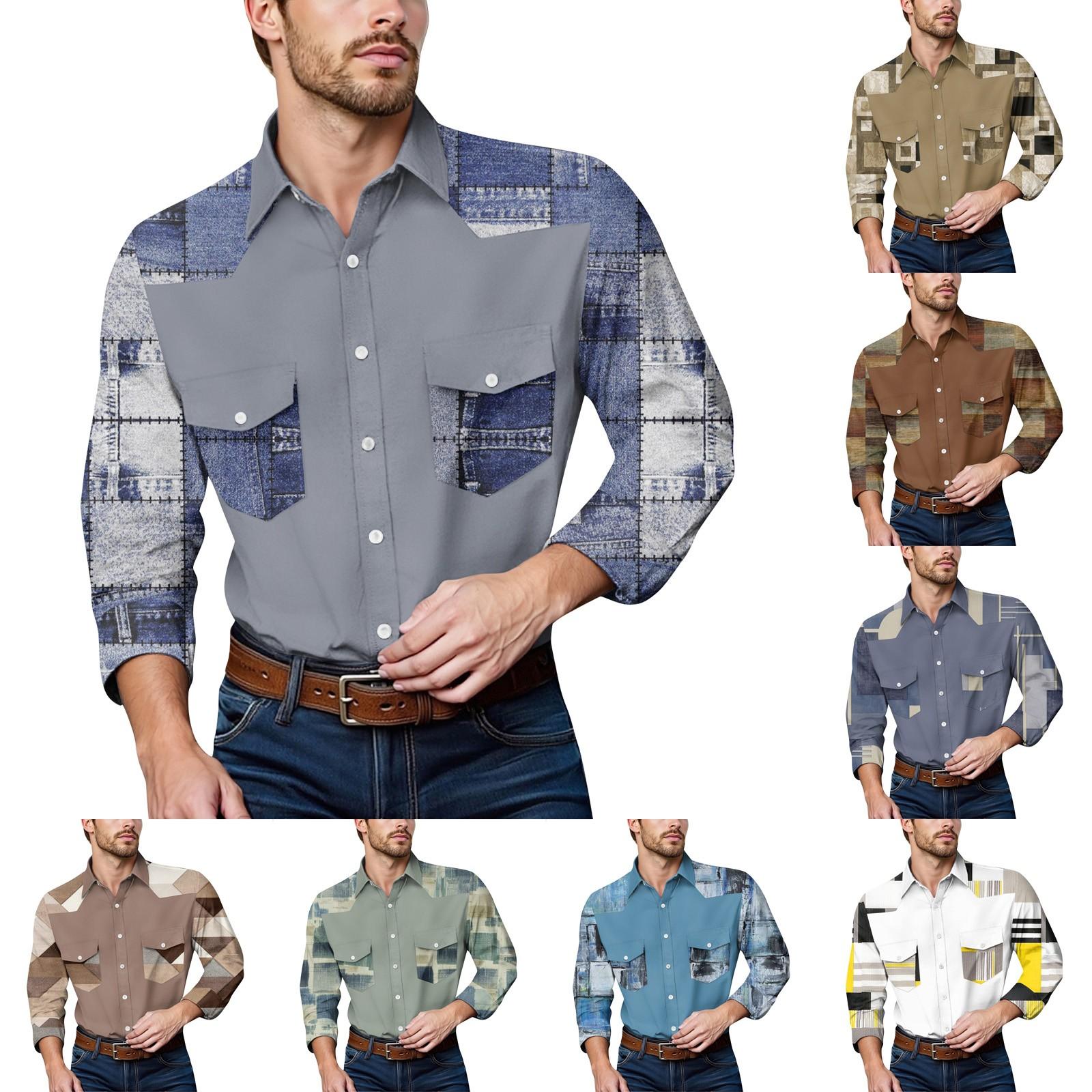 

Men S Fashionable Lapel And Shoulder Length Long Sleeved Casual Top L
