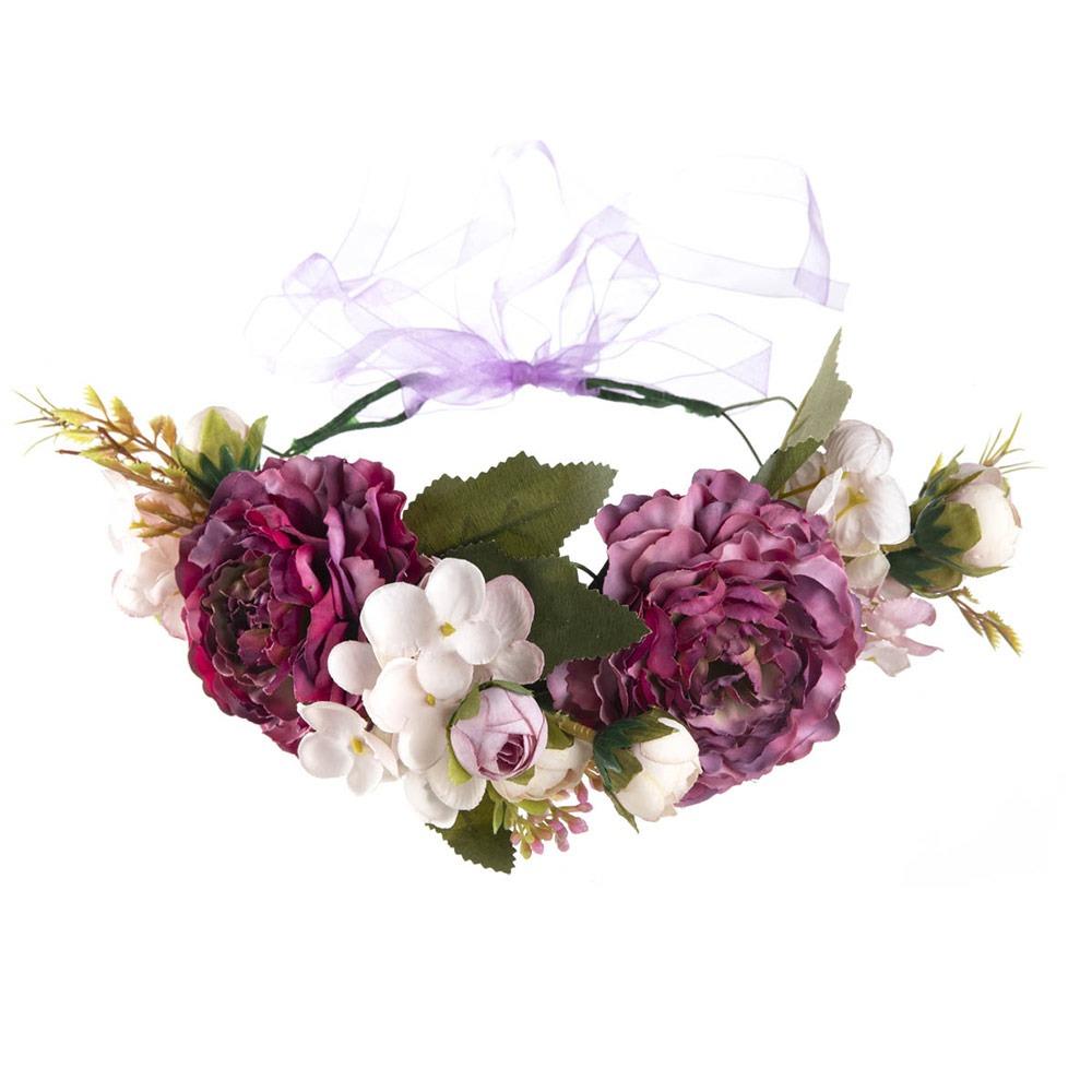 Rose Flower Headband Festival Wedding Green Leaf Floral Headpiece Flower Crown for Women Girls