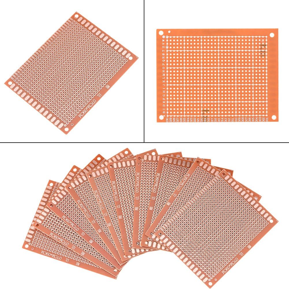 10pcs PCB Board Prototype Kit, PCB Prototype Single Sided DIY Universal Circuit Board 7x9cm Hole Diameter 1.2mm