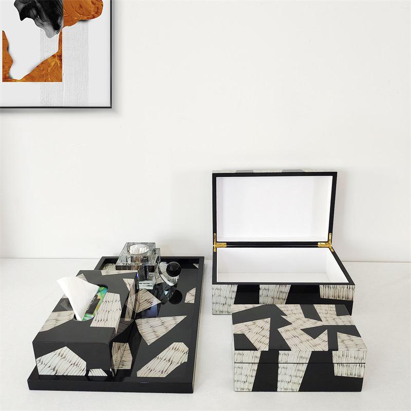 Nordic Minimalist Wooden Jewelry Box & Tissue Tray Decor for Bedroom/Living Room