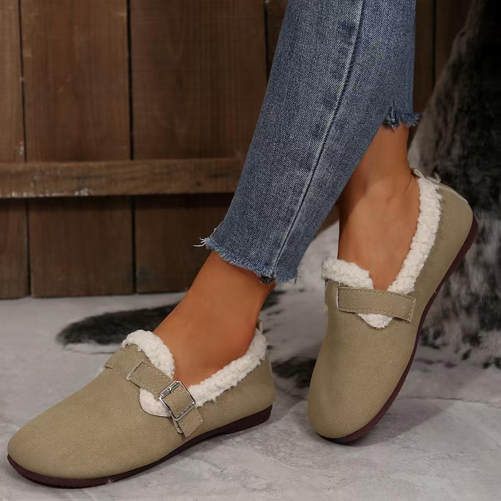 Mao Mao shoes women wear autumn and winter new velvet thickened one pedal soft-soled Doudou shoes warm cotton shoes