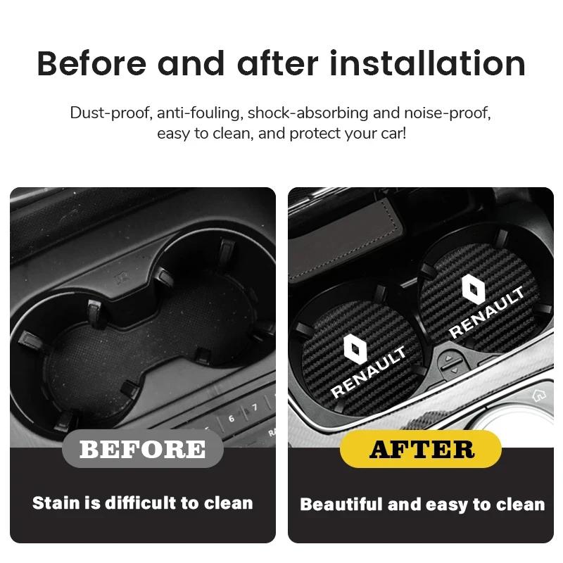 Hub Caps For Renault Koleos Captur Arkana Kadjar Megane Clio Scenic Logan Trafic Talisman 2Pcs Car Coaster Water Cup Mat Non-Sli