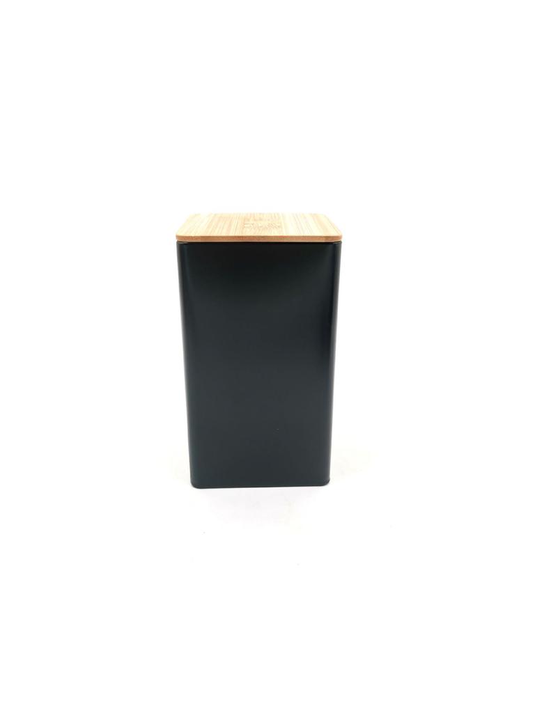 Elegant Bamboo & Wood Lid Tea Caddy, Tinplate Storage Box, Moisture-Proof Sealed Jar for Coffee Beans & Candy.