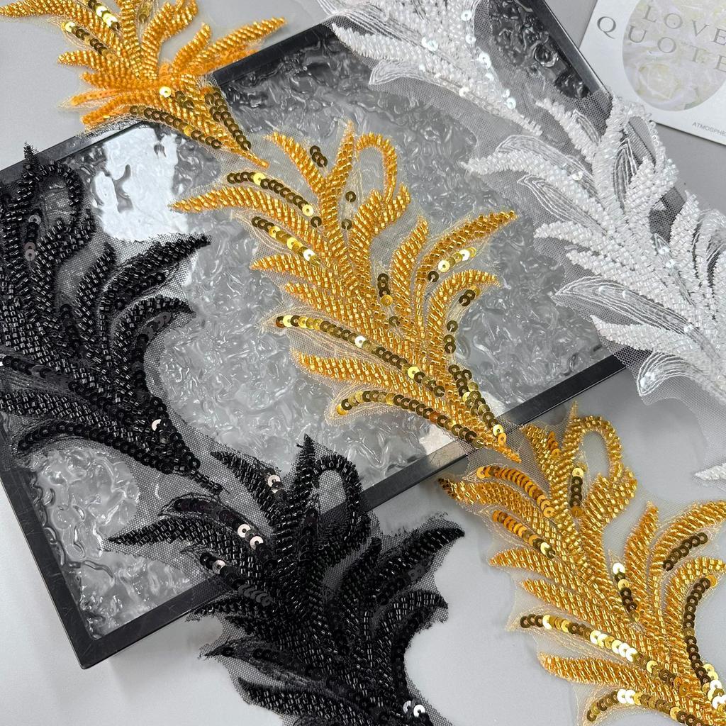 Leaves Three-Dimensional Sequins Handmade Beads Diy Collar Corsage Hair Accessories Wedding Dress Decoration Lace Lace Accessories