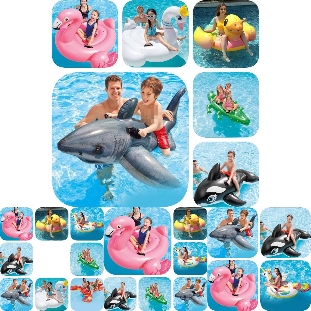 Intex Pvc Inflatable Ride-on Animal Swim Floats For Kids And Adults With Fun Designs