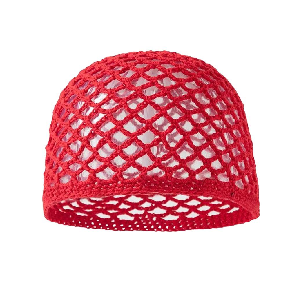 Hollow Out Knitted Hat Hollowed Out Crochet Cap Fashion Beret Cap Women красный