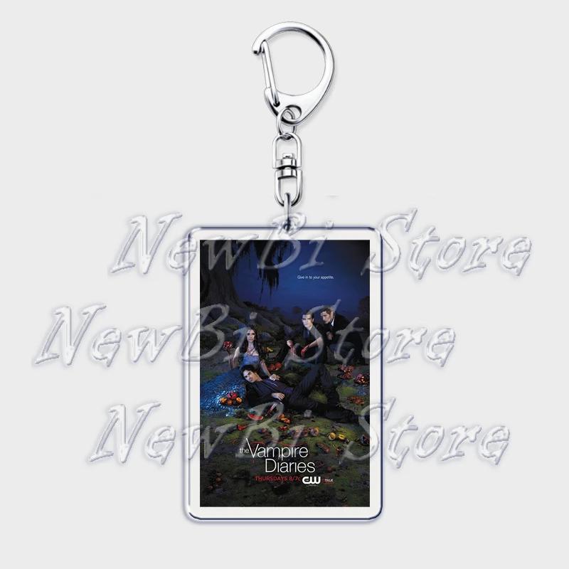 TVD The Vampire Diaries Keychain for Accessories Bag Damon Stefan Salvatore Elena Gilbert Key Chain Keyring Jewelry Fans Gifts