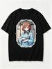 2026 Nowa Unisex Koszulka Casual z Okrągłym Dekoltem i Krótkim Rękawem z Nadrukiem Anime Miku Nakano w Stylu Kimono